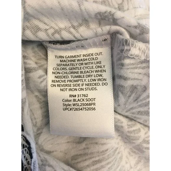 White Stag T-Shirt Beaded Black White Floral Top Medium 8 10 Casual Summer Shirt - Picture 8 of 8